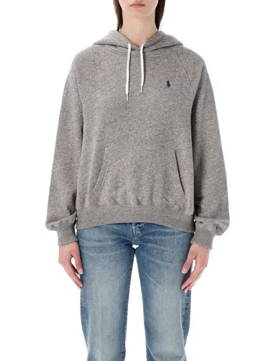 Polo Ralph Lauren Cotton Blend Hooded Sweatshirt Kangaroo Pocket In Gray