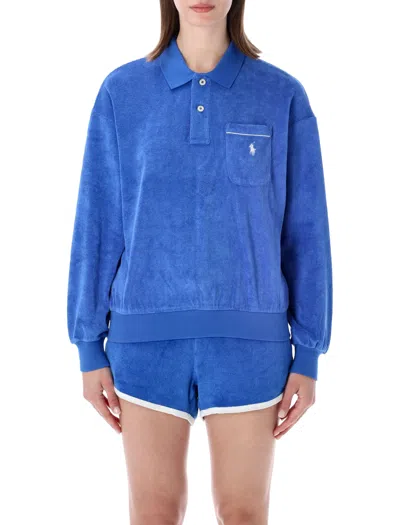 Polo Ralph Lauren Long-sleeve Terry Polo Shirt In Blue
