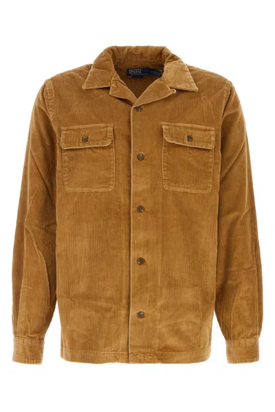 Polo Ralph Lauren Cltets-long Sleeve-sport Shirt-s Nd  Male In Rustic Tan