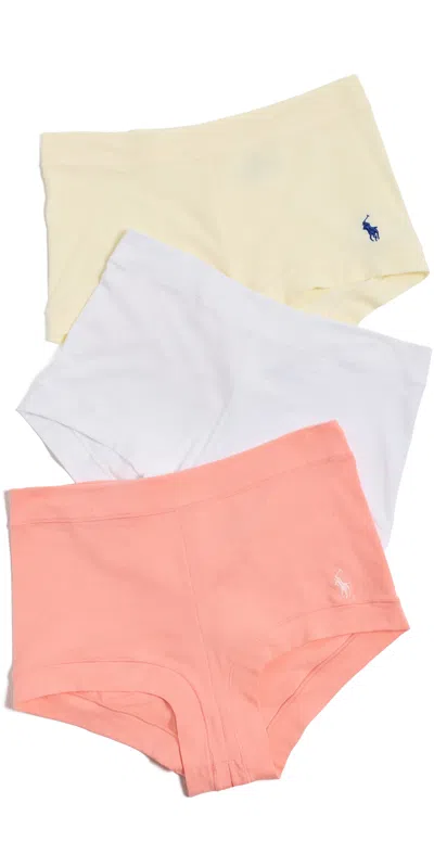 Polo Ralph Lauren Club Cotton Girl Shorts Panties 3 Pack White Cloud/yellow/citrine In Multi