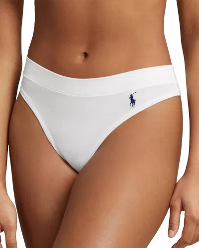 Polo Ralph Lauren Club Cotton Thong Panty In White Cloud