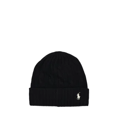 Polo Ralph Lauren Coarse Knitted Hat In Black