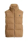 Polo Ralph Lauren Cable-knit Wool-cashmere Quilted Vest In Brown