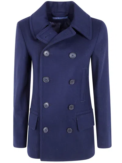 Polo Ralph Lauren Coat Wool Blue "woven Coat"