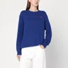 Polo Ralph Lauren Cobalt Blue Cable-knit Sweater In Wool And Cashmere