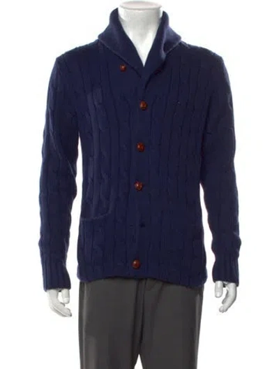Pre-owned Polo Ralph Lauren Collar Long Sleeve Cardigan In Blue