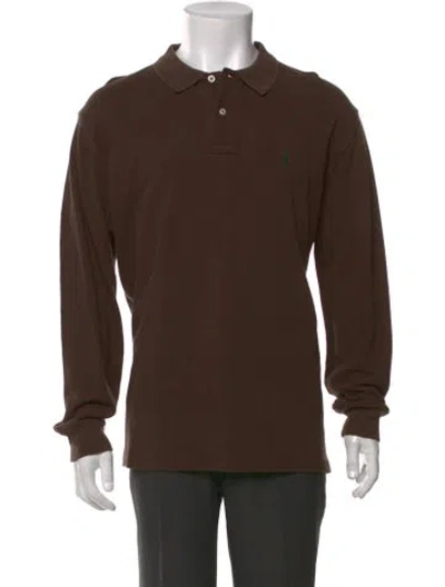 Pre-owned Polo Ralph Lauren Collar Long Sleeve Polo Shirt In Brown