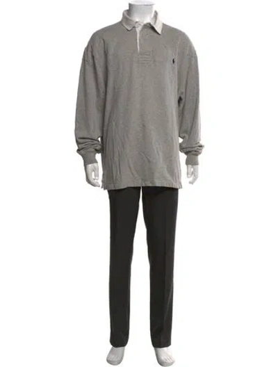 Pre-owned Polo Ralph Lauren Collar Long Sleeve Polo Shirt In Grey