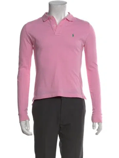 Pre-owned Polo Ralph Lauren Collar Long Sleeve Polo Shirt In Pink