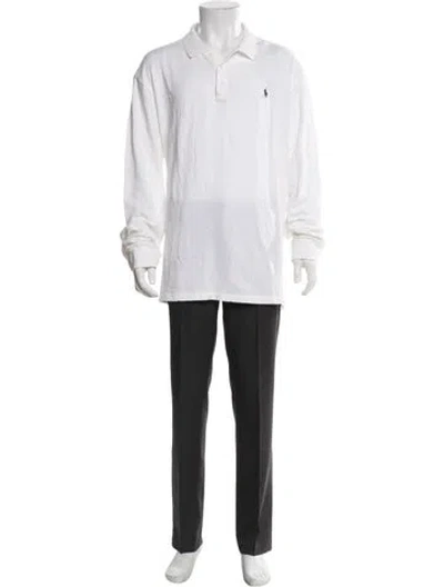 Pre-owned Polo Ralph Lauren Collar Long Sleeve Polo Shirt In White