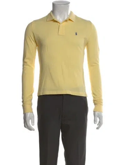 Pre-owned Polo Ralph Lauren Collar Long Sleeve Polo Shirt In Yellow