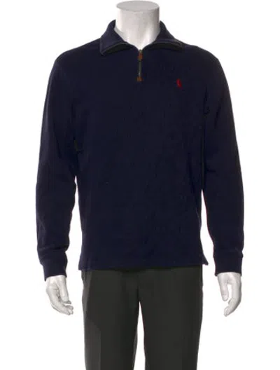 Pre-owned Polo Ralph Lauren Collar Long Sleeve Polo Sweater In Blue