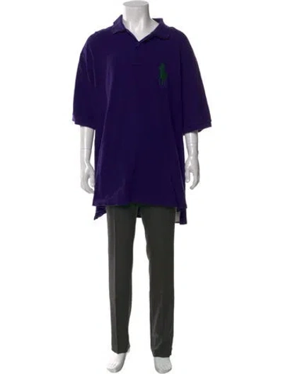 Pre-owned Polo Ralph Lauren Collar Short Sleeve Polo Shirt In Blue/purple