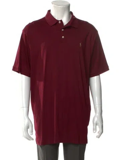 Pre-owned Polo Ralph Lauren Collar Short Sleeve Polo Shirt In Burgundy