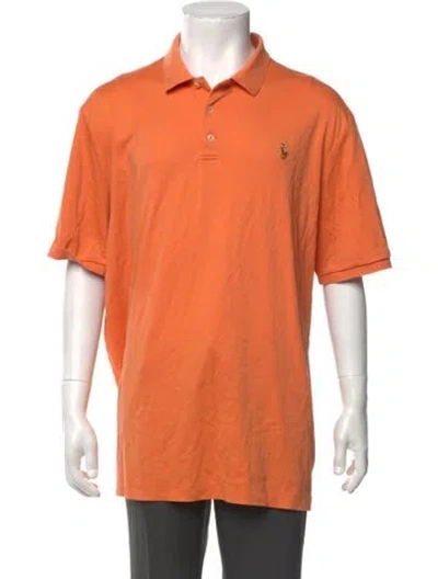 Pre-owned Polo Ralph Lauren Collar Short Sleeve Polo Shirt In Orange