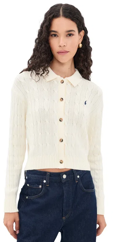 Polo Ralph Lauren Collared Cardigan Clubhouse Cream In Neutral