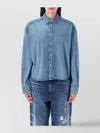 Polo Ralph Lauren Cropped Boxy Chambray Denim Shirt In Blue