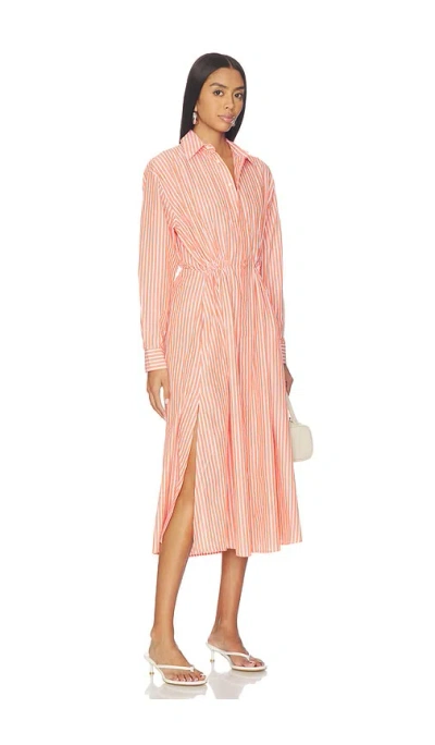 Polo Ralph Lauren Striped Linen Cotton Shirt Dress With Drawstring In White