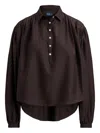 Polo Ralph Lauren Collared Long-sleeved Blouse In Brown