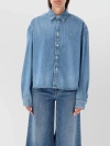 Polo Ralph Lauren Cropped Boxy Chambray Denim Shirt In Blue