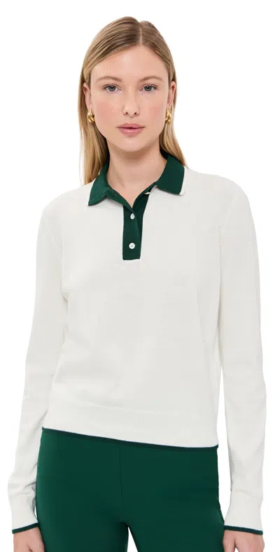 Polo Ralph Lauren Collared Polo Sweater White Splash/moss Agate