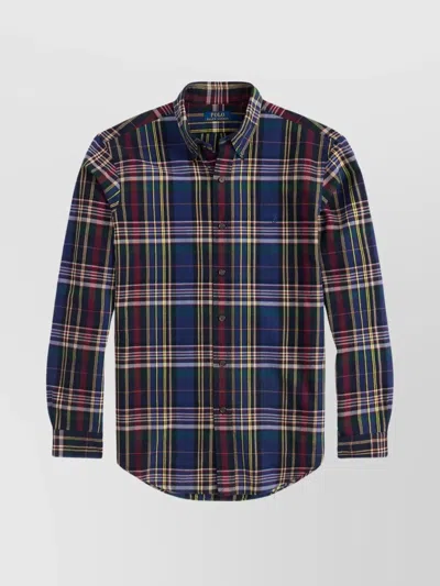 POLO RALPH LAUREN COLLARED SHIRT WITH CURVED HEM AND PLAID