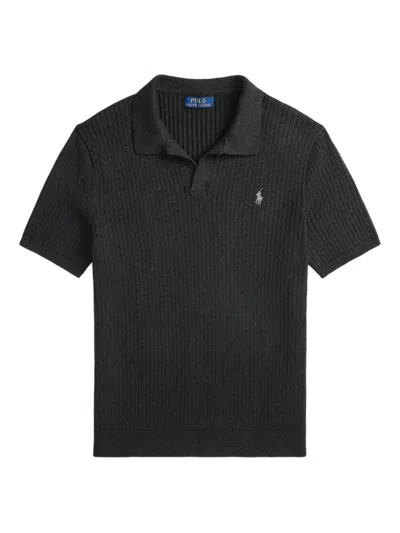 Polo Ralph Lauren Collared Short-sleeve T-shirt In Black