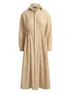 Polo Ralph Lauren Collared Striped Shirt Dress In Neutral