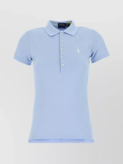 Polo Ralph Lauren Collared Top Short Sleeves In Blue
