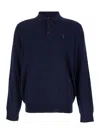 Polo Ralph Lauren Tailored Wool Pullover With Classic Polo Collar In Blu
