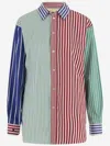 Polo Ralph Lauren Oversize Striped Cotton Fun Shirt Woman Shirt Red Size 8 Cotton In Multi