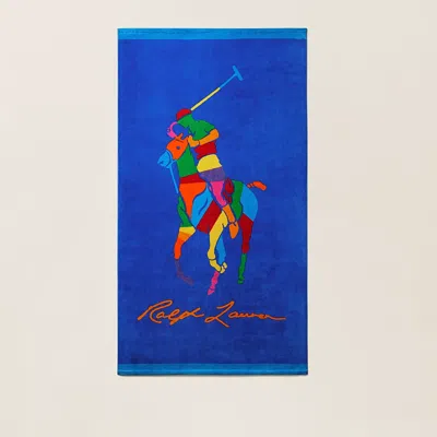 Polo Ralph Lauren Color-blocked Big Pony Beach Towel In True Royal