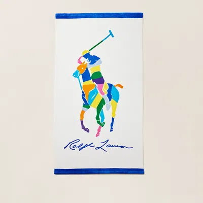 Polo Ralph Lauren Color-blocked Big Pony Beach Towel In White