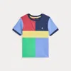 Polo Ralph Lauren Color-blocked Cotton Jersey Tee In Harbor Island Blue Multi