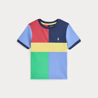 Polo Ralph Lauren Kids' Color-blocked Cotton Jersey Tee In Harbor Island Blue Multi