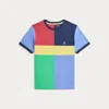 Polo Ralph Lauren Color-blocked Cotton Jersey Tee In Harbor Island Blue Multi