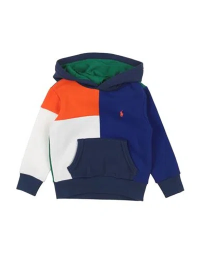 Polo Ralph Lauren Babies'  Color-blocked Fleece Hoodie Toddler Boy Sweatshirt Bright Blue Size 4 Cotton, Poly
