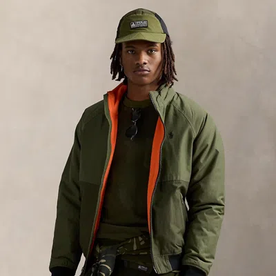 Polo Ralph Lauren Color-blocked Raglan-sleeve Jacket In Armadillo/new Olive