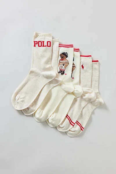 Polo Ralph Lauren Colorado Bear Sock 3-pack In Ivory, Women's At Urban Outfitters In White