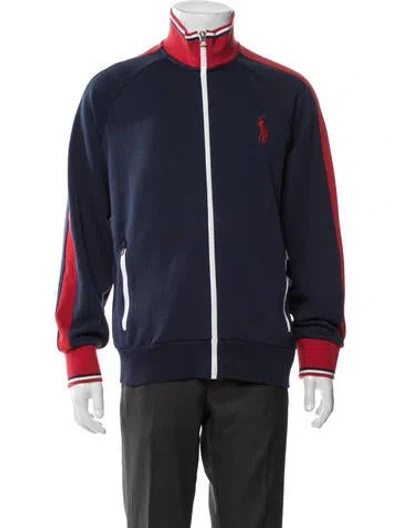 Pre-owned Polo Ralph Lauren Colorblock Pattern Bomber Jacket In Blue