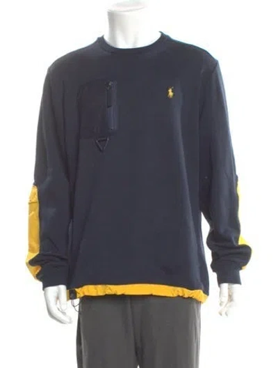 Pre-owned Polo Ralph Lauren Colorblock Pattern Crew Neck Sweatshirt In Blue