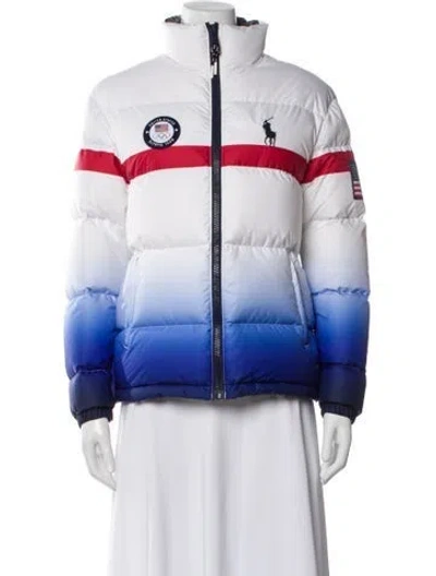 Pre-owned Polo Ralph Lauren Colorblock Pattern Performance Jacket W/ Tags In Blue/white