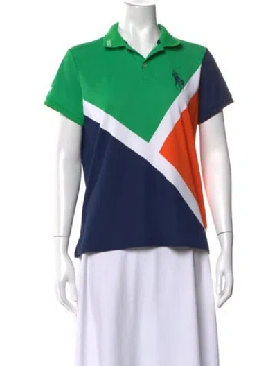 Pre-owned Polo Ralph Lauren Colorblock Pattern Short Sleeve Polo In Blue
