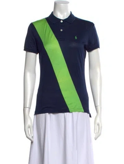Pre-owned Polo Ralph Lauren Colorblock Pattern Short Sleeve Polo In Blue