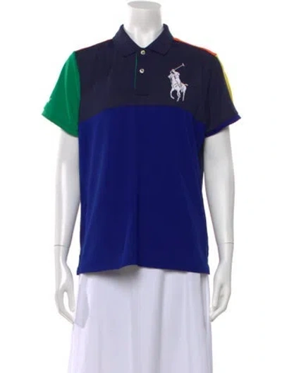 Pre-owned Polo Ralph Lauren Colorblock Pattern Short Sleeve Polo In Blue