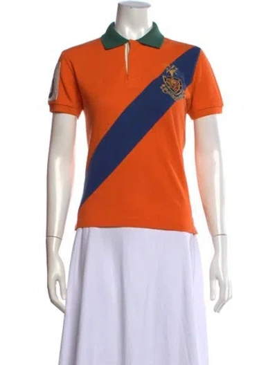 Pre-owned Polo Ralph Lauren Colorblock Pattern Short Sleeve Polo In Orange