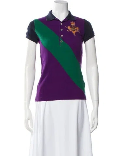 Pre-owned Polo Ralph Lauren Colorblock Pattern Short Sleeve Polo In Purple