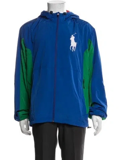 Pre-owned Polo Ralph Lauren Colorblock Pattern Windbreaker In Blue
