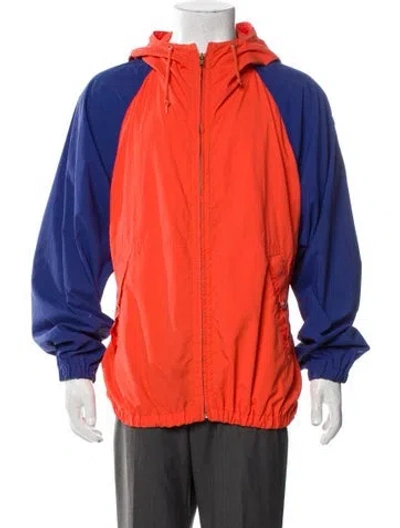 Pre-owned Polo Ralph Lauren Colorblock Pattern Windbreaker In Orange