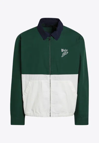 Polo Ralph Lauren Colourblocked Zip-up Jacket In Blue